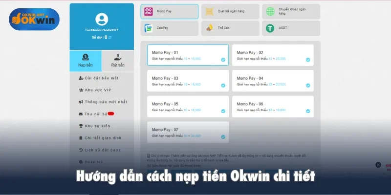 Hướng dẫn cách nạp tiền Okwin chi tiết