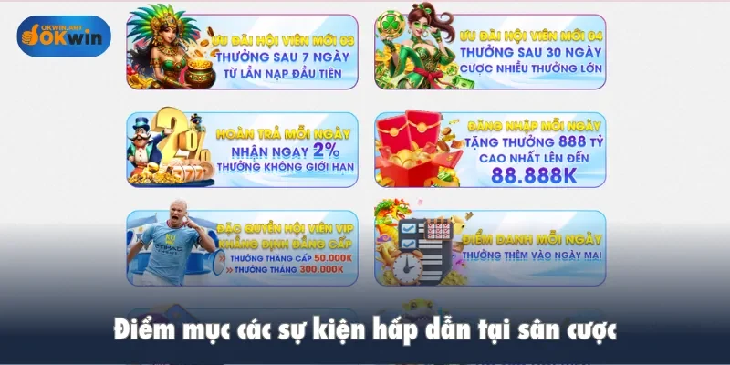 Điểm mục các sự kiện hấp dẫn tại sân cược